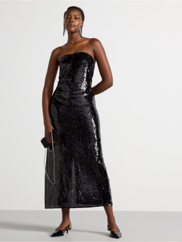 Bandeau dress with sequins - 3003585-80