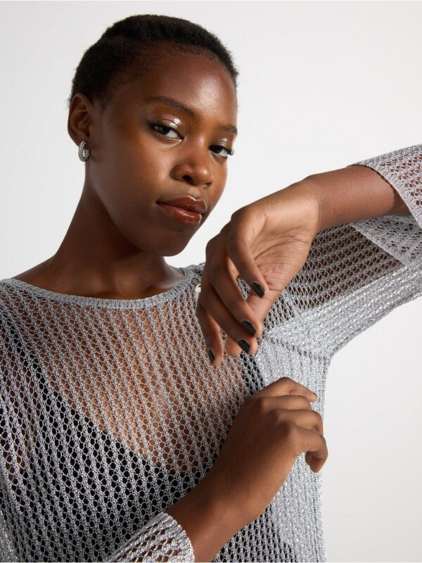 Hole-knit tunic with metallic finish - 3003918-10