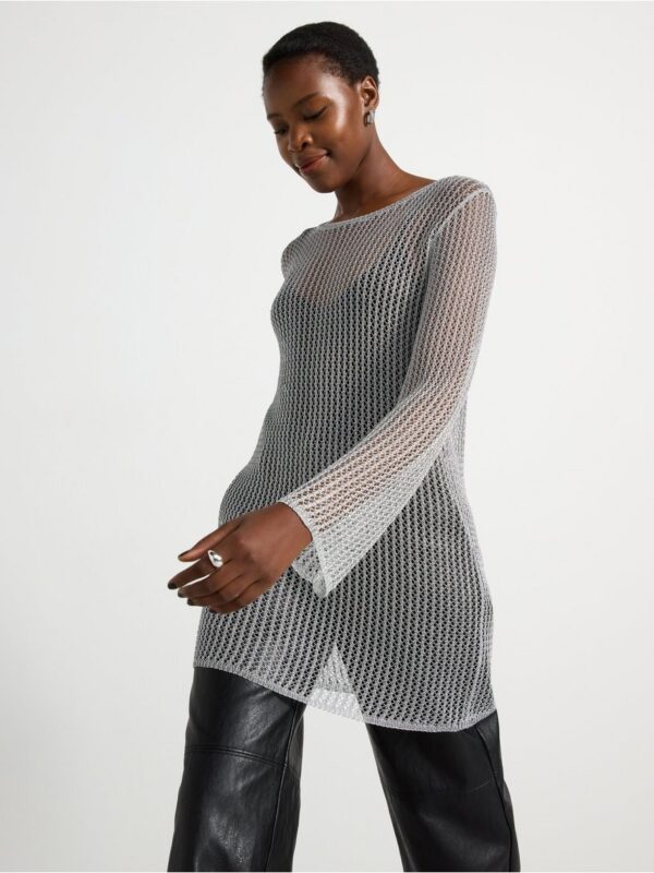 Hole-knit tunic with metallic finish - 3003918-10
