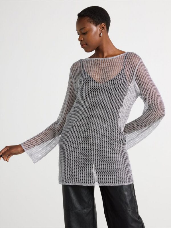 Hole-knit tunic with metallic finish - 3003918-10