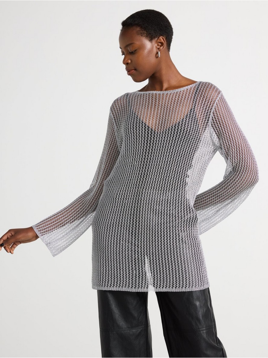 Tunika – Hole-knit tunic with metallic finish
