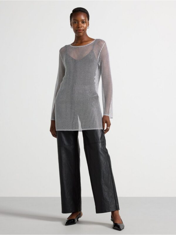 Hole-knit tunic with metallic finish - 3003918-10