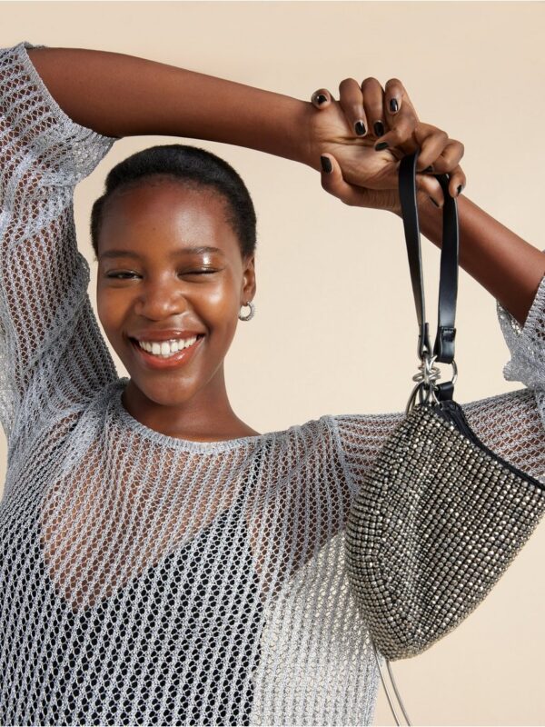 Hole-knit tunic with metallic finish - 3003918-10