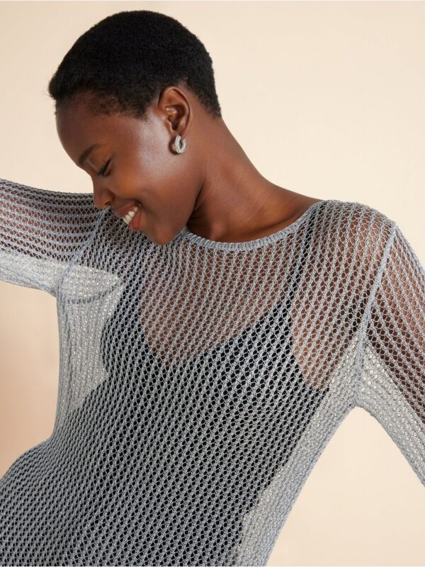 Hole-knit tunic with metallic finish - 3003918-10