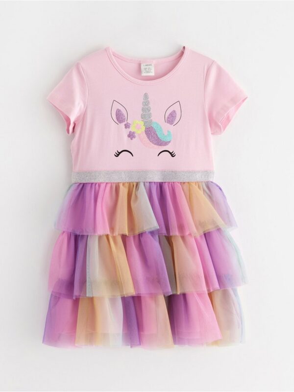 Short-sleeved flounce dress - 3004846-3679