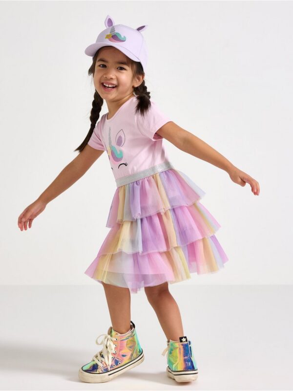 Short-sleeved flounce dress - 3004846-3679