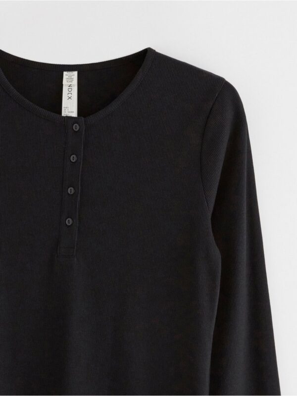 Ribbed long sleeve pyjama top - 8398144-80