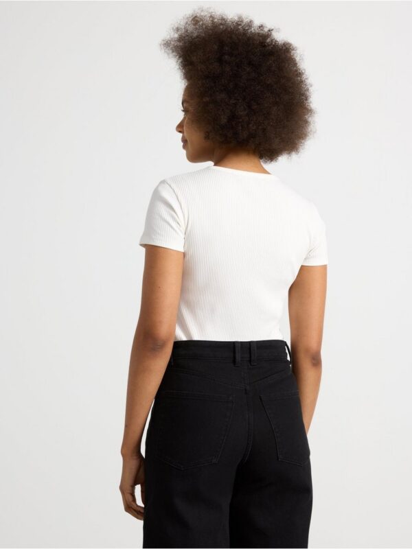 Ribbed short-sleeved top - 3004388-300