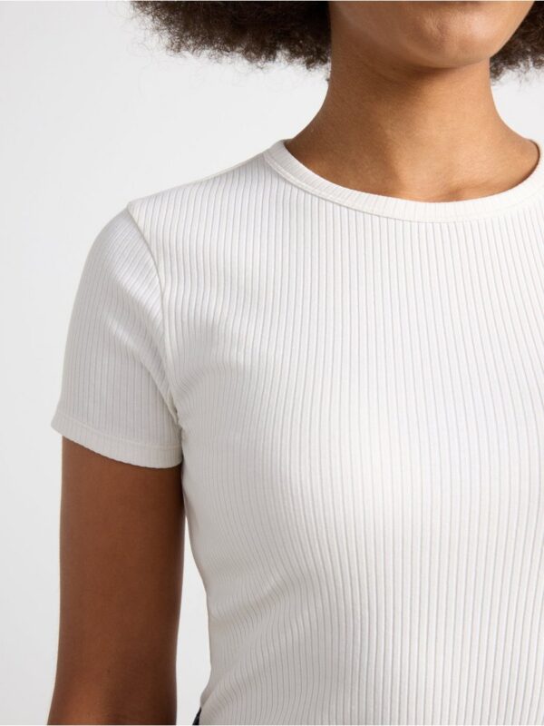 Ribbed short-sleeved top - 3004388-300