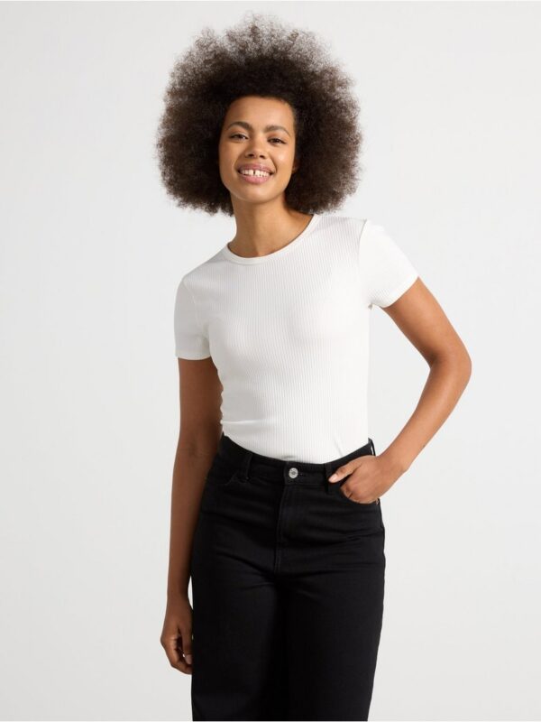 Ribbed short-sleeved top - 3004388-300