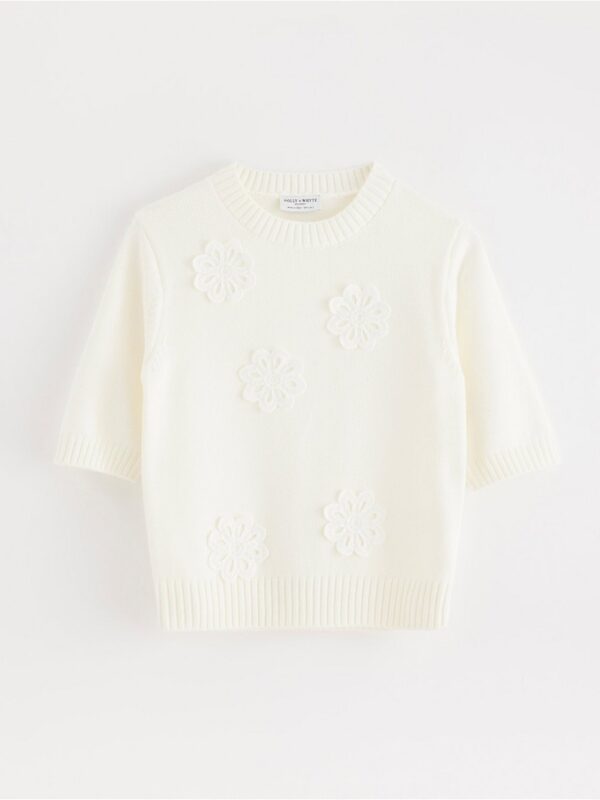 Short-sleeved knitted jumper - 3004074-7488