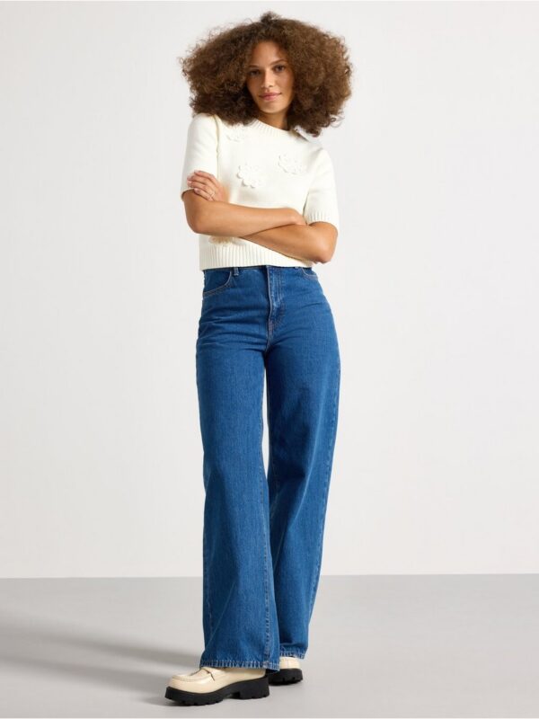 Short-sleeved knitted jumper - 3004074-7488