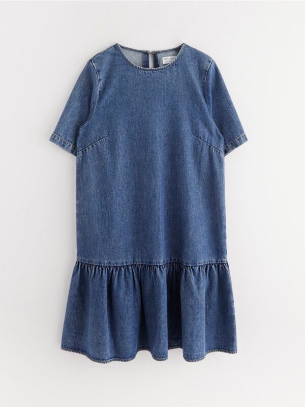 Denim dress with flounce edge - 3004084-790