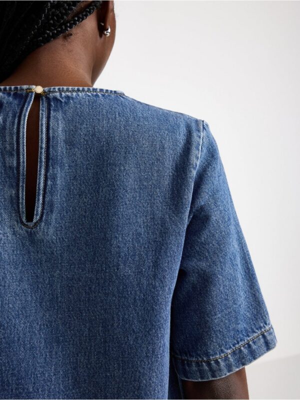 Denim dress with flounce edge - 3004084-790
