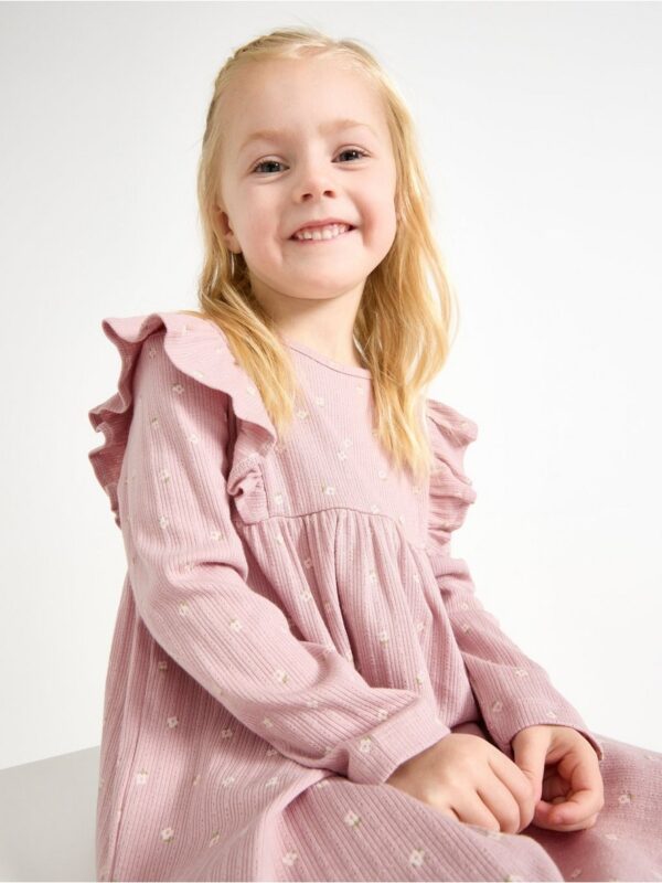 Ribbed dress with frill - 3004164-7736