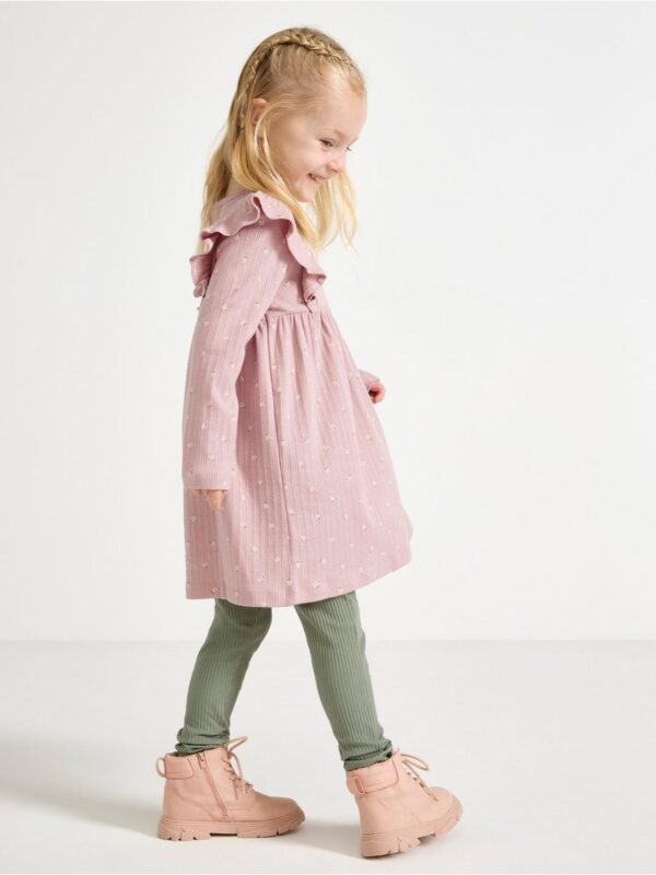 Ribbed dress with frill - 3004164-7736