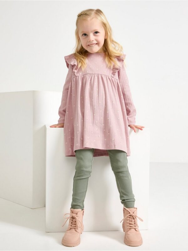 Ribbed dress with frill - 3004164-7736