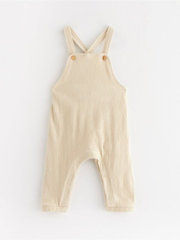 Bib trousers in crinkled cotton - 3004796-7458