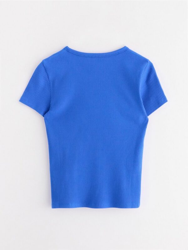 Ribbed short-sleeved top - 3004388-7424