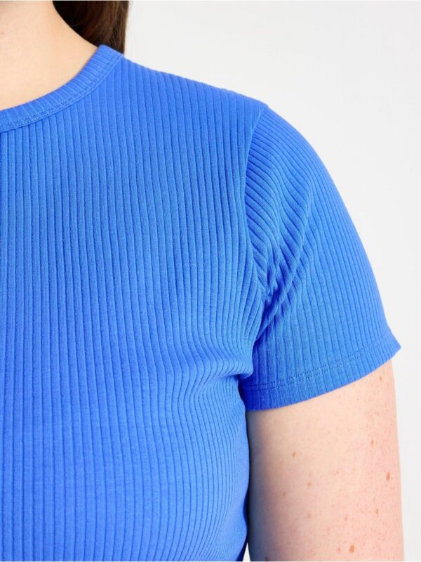 Ribbed short-sleeved top - 3004388-7424