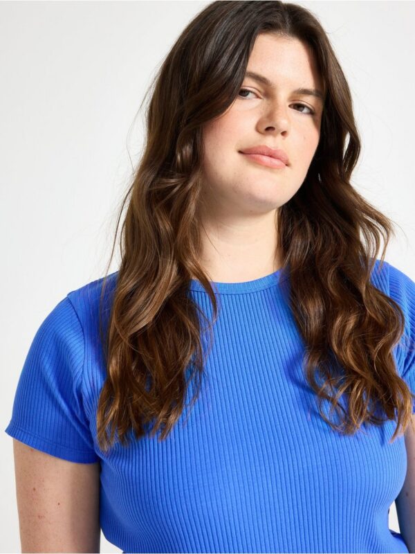 Ribbed short-sleeved top - 3004388-7424