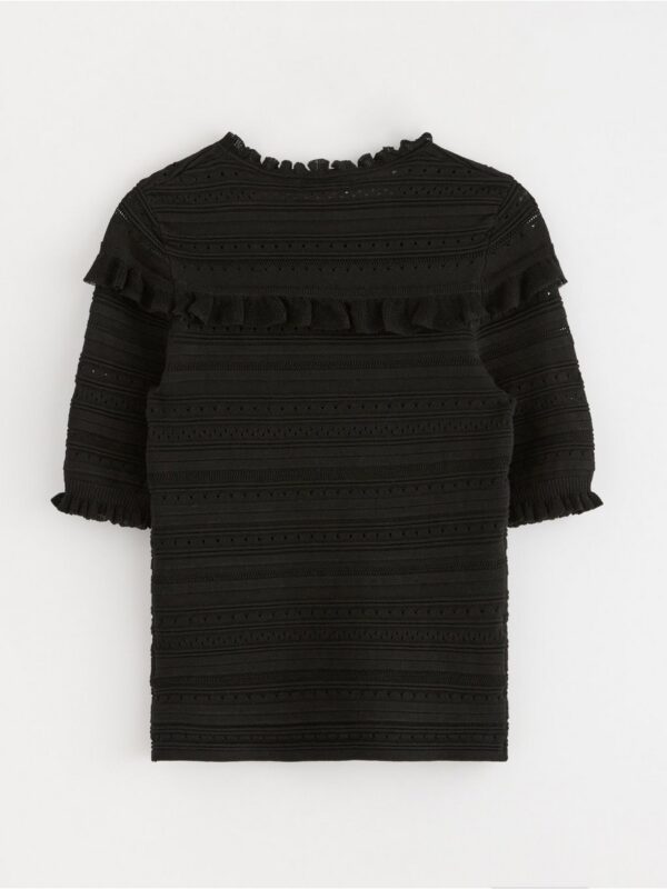 Pattern-knit short-sleeved top - 3005512-80