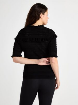 Pattern-knit short-sleeved top - 3005512-80
