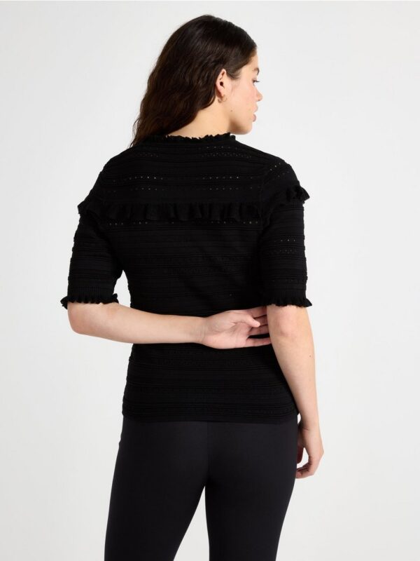 Pattern-knit short-sleeved top - 3005512-80