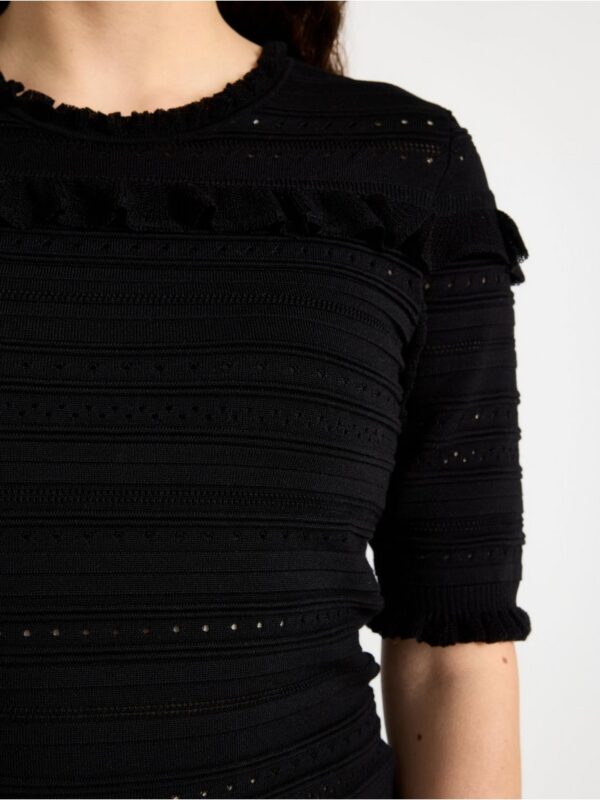 Pattern-knit short-sleeved top - 3005512-80