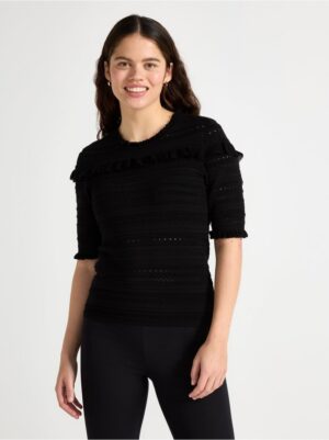 Pattern-knit short-sleeved top - 3005512-80