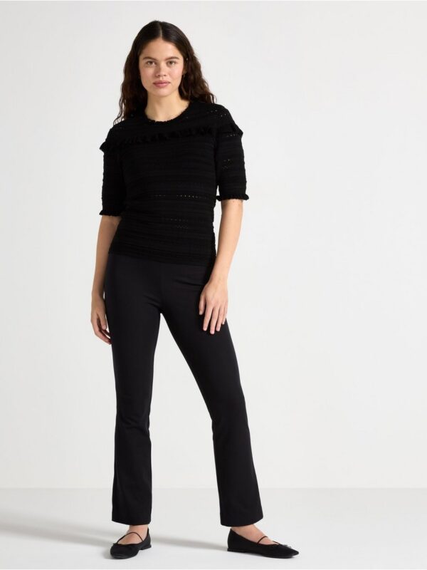 Pattern-knit short-sleeved top - 3005512-80