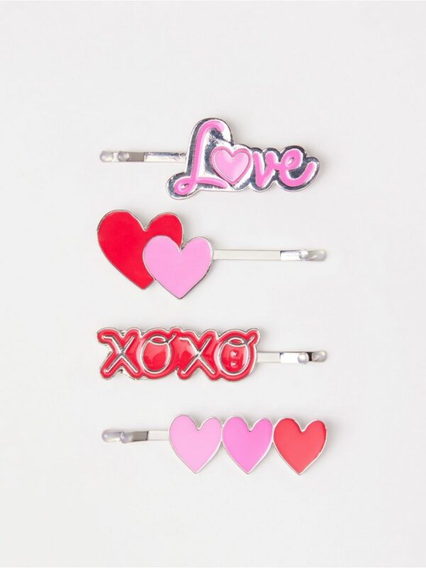 4-pack  hair pins with hearts - 3005925-7754