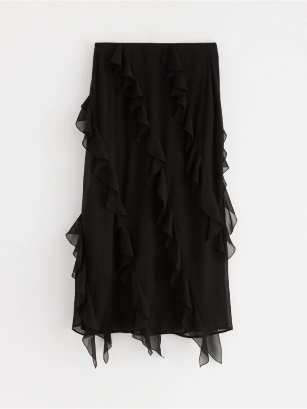 Midi skirt in chiffon with flounces - 3000835-80
