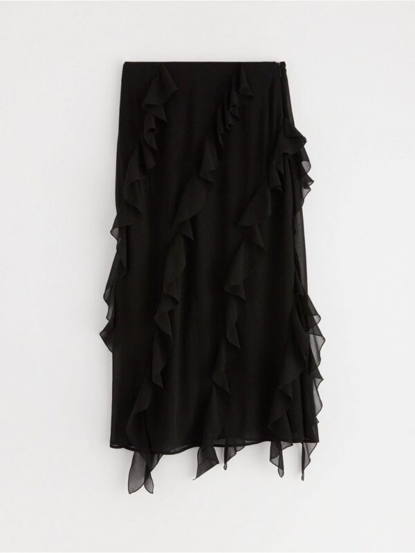 Midi skirt in chiffon with flounces - 3000835-80