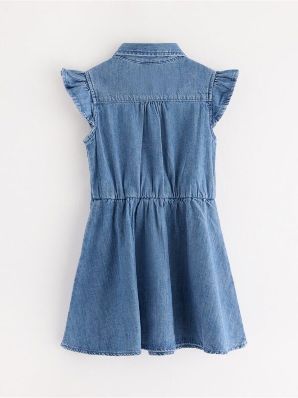 Sleeveless denim dress with flounce - 3004450-790
