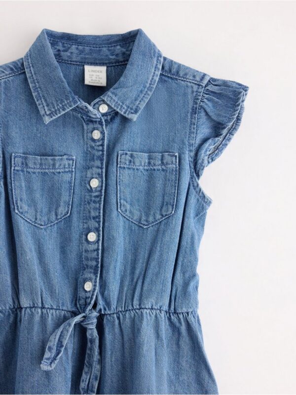 Sleeveless denim dress with flounce - 3004450-790
