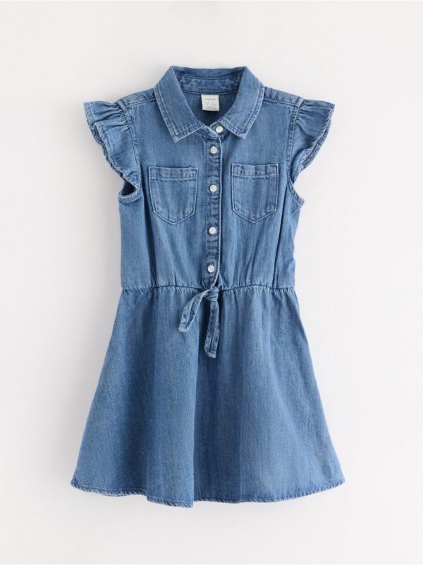 Sleeveless denim dress with flounce - 3004450-790