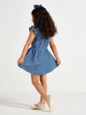 Sleeveless denim dress with flounce - 3004450-790