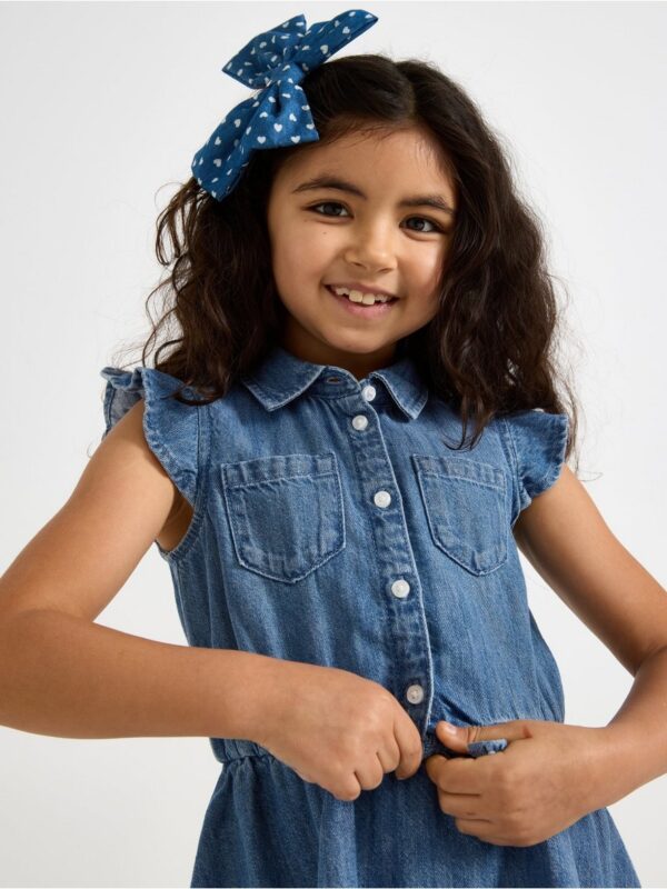 Sleeveless denim dress with flounce - 3004450-790