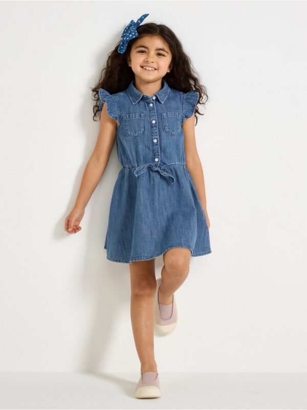 Sleeveless denim dress with flounce - 3004450-790