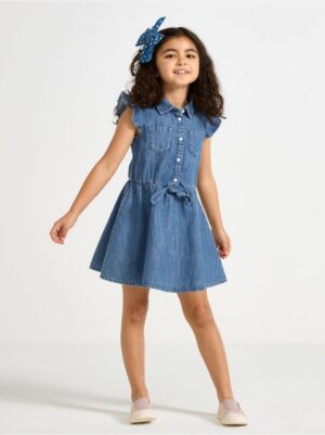 Sleeveless denim dress with flounce - 3004450-790
