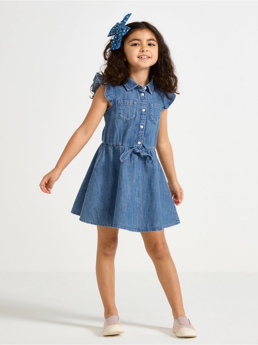 Haljina – Sleeveless denim dress with flounce