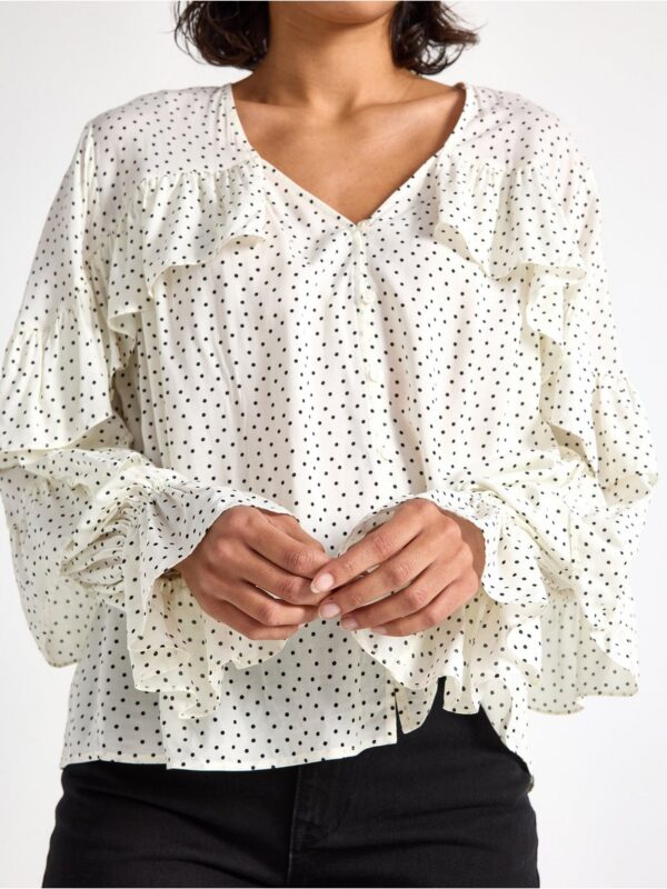 Blouse with flounce - 3006803-7862