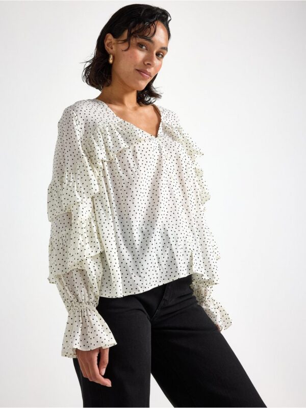 Blouse with flounce - 3006803-7862