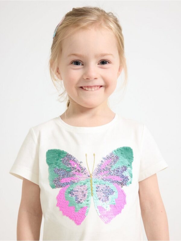 Top with reversible sequins motif - 3006945-325
