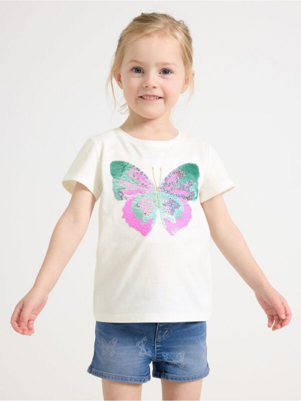 Top with reversible sequins motif - 3006945-325