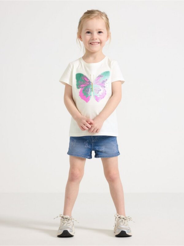 Top with reversible sequins motif - 3006945-325