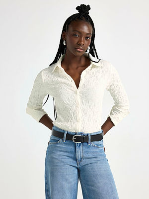 Majica - mešavina 68% pamuk - Textured shirt 18