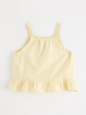Tank top in linen blend  with flounce - 3000613-1877