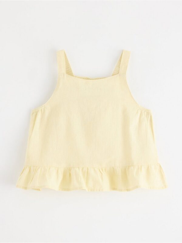 Tank top in linen blend  with flounce - 3000613-1877